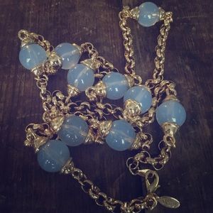 Gorgeous Joan Rivers Necklace Gold Blue